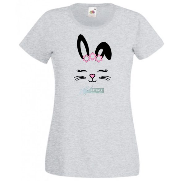 Nyuszi - muszi fej, nyuszi kedvelőknek, bunny head, húsvét női rövid ujjú póló