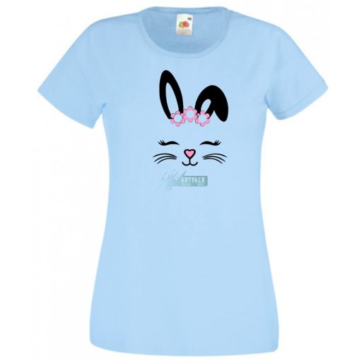 Nyuszi - muszi fej, nyuszi kedvelőknek, bunny head, húsvét női rövid ujjú póló