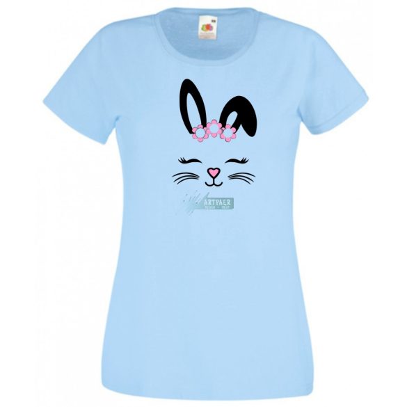 Nyuszi - muszi fej, nyuszi kedvelőknek, bunny head, húsvét női rövid ujjú póló