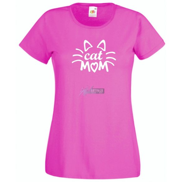 Cat mom, cica anya, macska mami női rövid ujjú póló