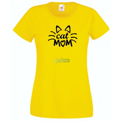Cat mom, cica anya, macska mami női rövid ujjú póló
