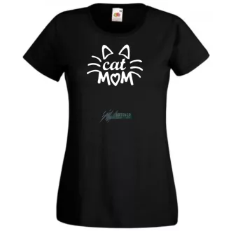Cat mom, cica anya, macska mami női rövid ujjú póló