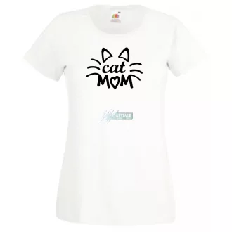 Cat mom, cica anya, macska mami női rövid ujjú póló
