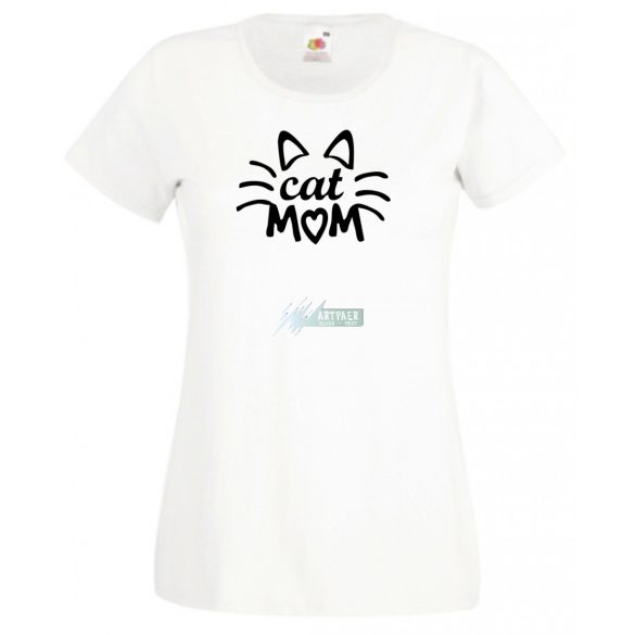 Cat mom, cica anya, macska mami női rövid ujjú póló
