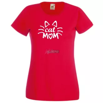 Cat mom, cica anya, macska mami női rövid ujjú póló