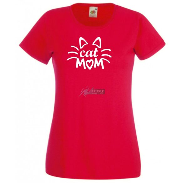 Cat mom, cica anya, macska mami női rövid ujjú póló