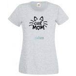 Cat mom, cica anya, macska mami női rövid ujjú póló