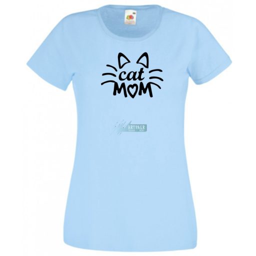 Cat mom, cica anya, macska mami női rövid ujjú póló