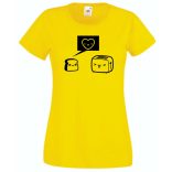 Humor, szerelem, pirítós és kenyérpirító női rövid ujjú póló