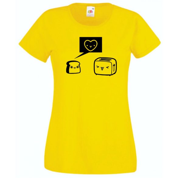 Humor, szerelem, pirítós és kenyérpirító női rövid ujjú póló