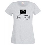 Humor, szerelem, pirítós és kenyérpirító női rövid ujjú póló