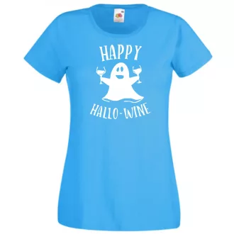   Happy Hallo - wine, vicces Halloween-i minta női rövid ujjú póló