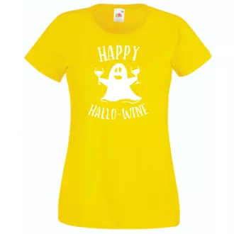   Happy Hallo - wine, vicces Halloween-i minta női rövid ujjú póló