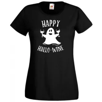   Happy Hallo - wine, vicces Halloween-i minta női rövid ujjú póló