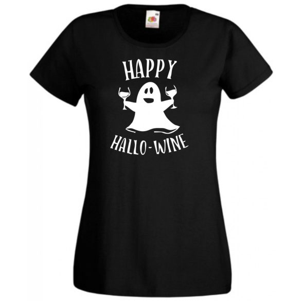 Happy Hallo - wine, vicces Halloween-i minta női rövid ujjú póló