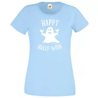   Happy Hallo - wine, vicces Halloween-i minta női rövid ujjú póló