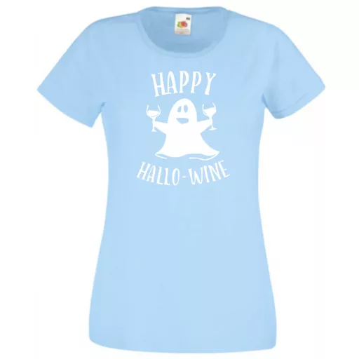 Happy Hallo - wine, vicces Halloween-i minta női rövid ujjú póló