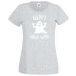 Happy Hallo - wine, vicces Halloween-i minta női rövid ujjú póló