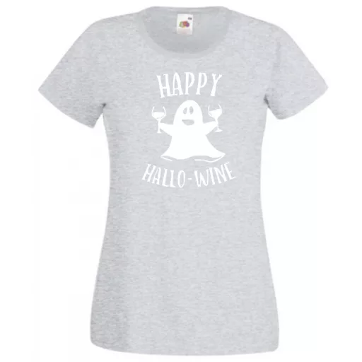 Happy Hallo - wine, vicces Halloween-i minta női rövid ujjú póló