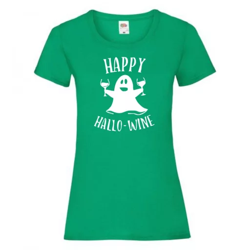 Happy Hallo - wine, vicces Halloween-i minta női rövid ujjú póló