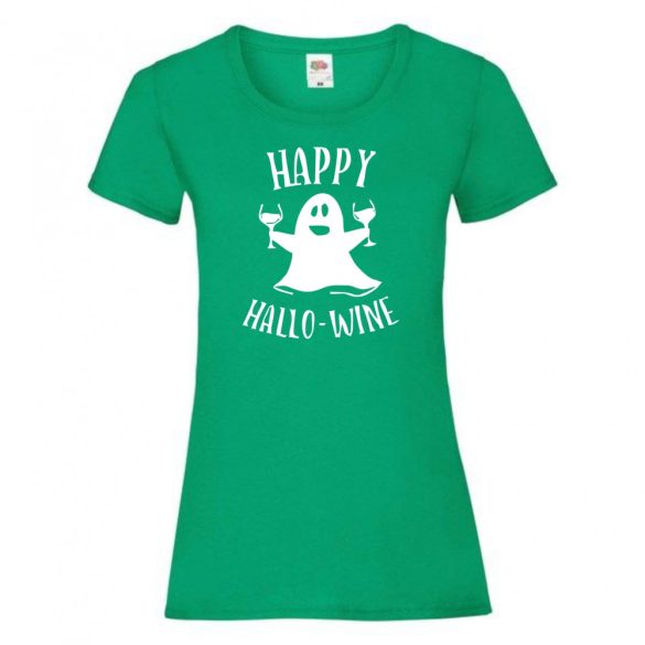 Happy Hallo - wine, vicces Halloween-i minta női rövid ujjú póló