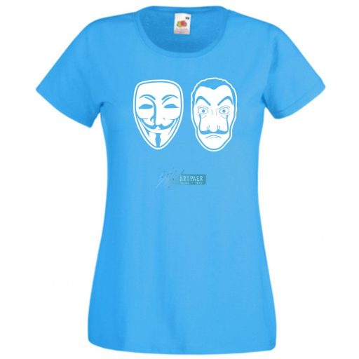 Money Heist, Dali és Anonymus maszk női rövid ujjú póló