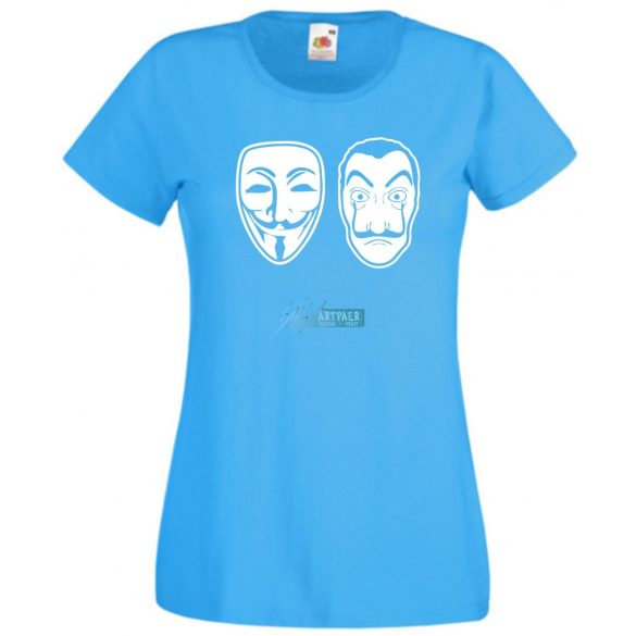 Money Heist, Dali és Anonymus maszk női rövid ujjú póló