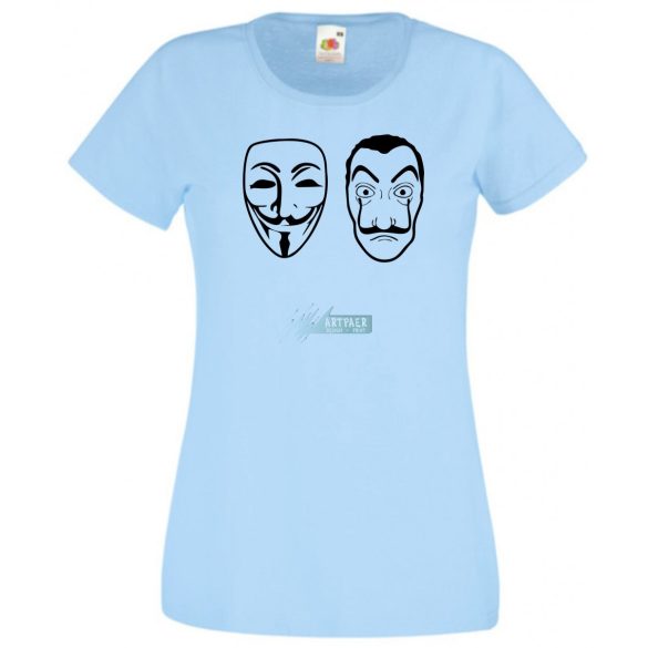 Money Heist, Dali és Anonymus maszk női rövid ujjú póló