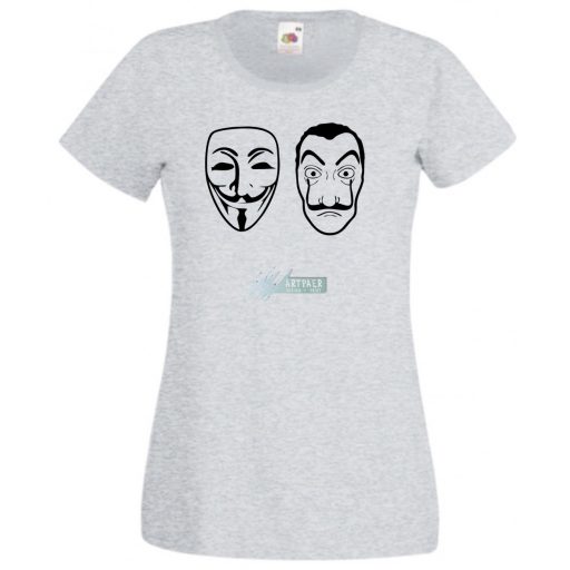 Money Heist, Dali és Anonymus maszk női rövid ujjú póló
