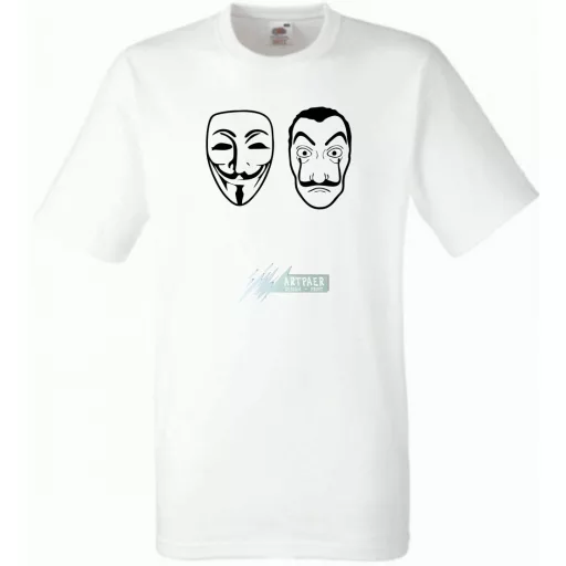 Arcmaszk - Dali és Anonymus - Money Heist férfi rövid ujjú póló