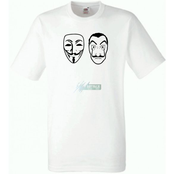 Arcmaszk - Dali és Anonymus - Money Heist férfi rövid ujjú póló