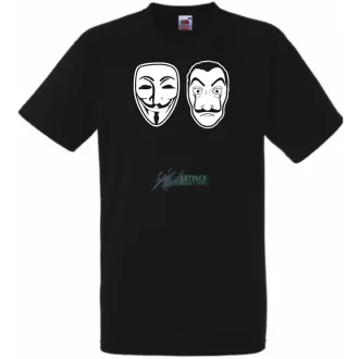   Arcmaszk - Dali és Anonymus - Money Heist férfi rövid ujjú póló
