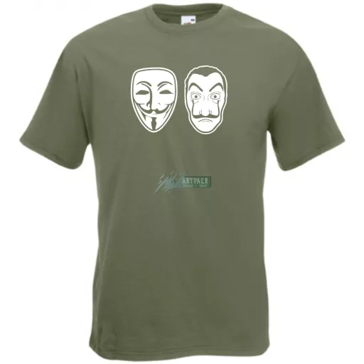 Arcmaszk - Dali és Anonymus - Money Heist férfi rövid ujjú póló