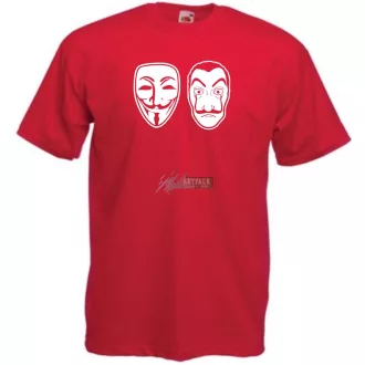   Arcmaszk - Dali és Anonymus - Money Heist férfi rövid ujjú póló
