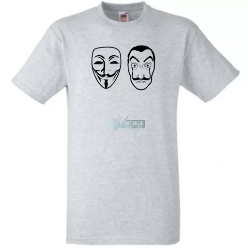 Arcmaszk - Dali és Anonymus - Money Heist férfi rövid ujjú póló
