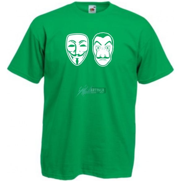 Arcmaszk - Dali és Anonymus - Money Heist férfi rövid ujjú póló