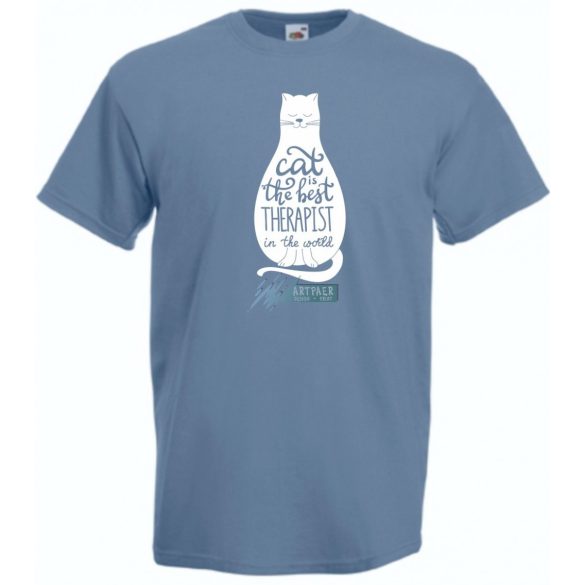 A macska a legjobb terapeuta minta férfi rövidujjú póló