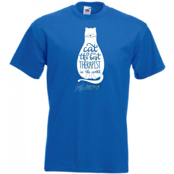 A macska a legjobb terapeuta minta férfi rövidujjú póló