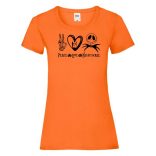 béke, szeretet és rémálom női rövid ujjú póló