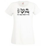 béke, szeretet és rémálom női rövid ujjú póló