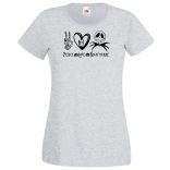 béke, szeretet és rémálom női rövid ujjú póló