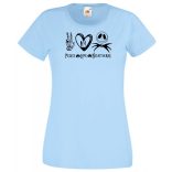 béke, szeretet és rémálom női rövid ujjú póló