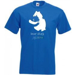   Maci család, bear hug, mackó apa és maci gyermek, maci ölelés minta férfi rövid ujjú póló