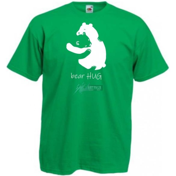 Maci család, bear hug, mackó apa és maci gyermek, maci ölelés minta férfi rövid ujjú póló