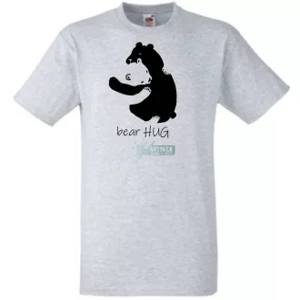  Maci család, bear hug, mackó apa és maci gyermek, maci ölelés minta férfi rövid ujjú póló