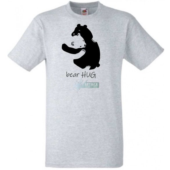 Maci család, bear hug, mackó apa és maci gyermek, maci ölelés minta férfi rövid ujjú póló