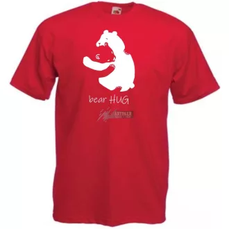   Maci család, bear hug, mackó apa és maci gyermek, maci ölelés minta férfi rövid ujjú póló