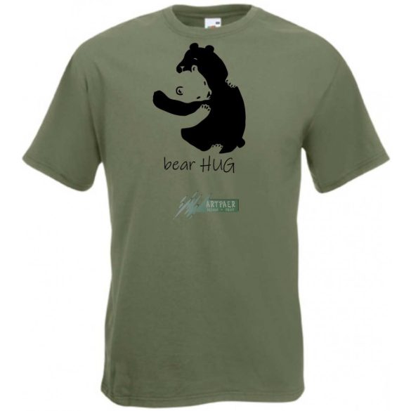 Maci család, bear hug, mackó apa és maci gyermek, maci ölelés minta férfi rövid ujjú póló