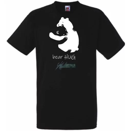 Maci család, bear hug, mackó apa és maci gyermek, maci ölelés minta férfi rövid ujjú póló