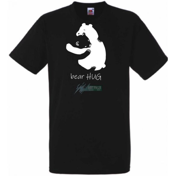 Maci család, bear hug, mackó apa és maci gyermek, maci ölelés minta férfi rövid ujjú póló